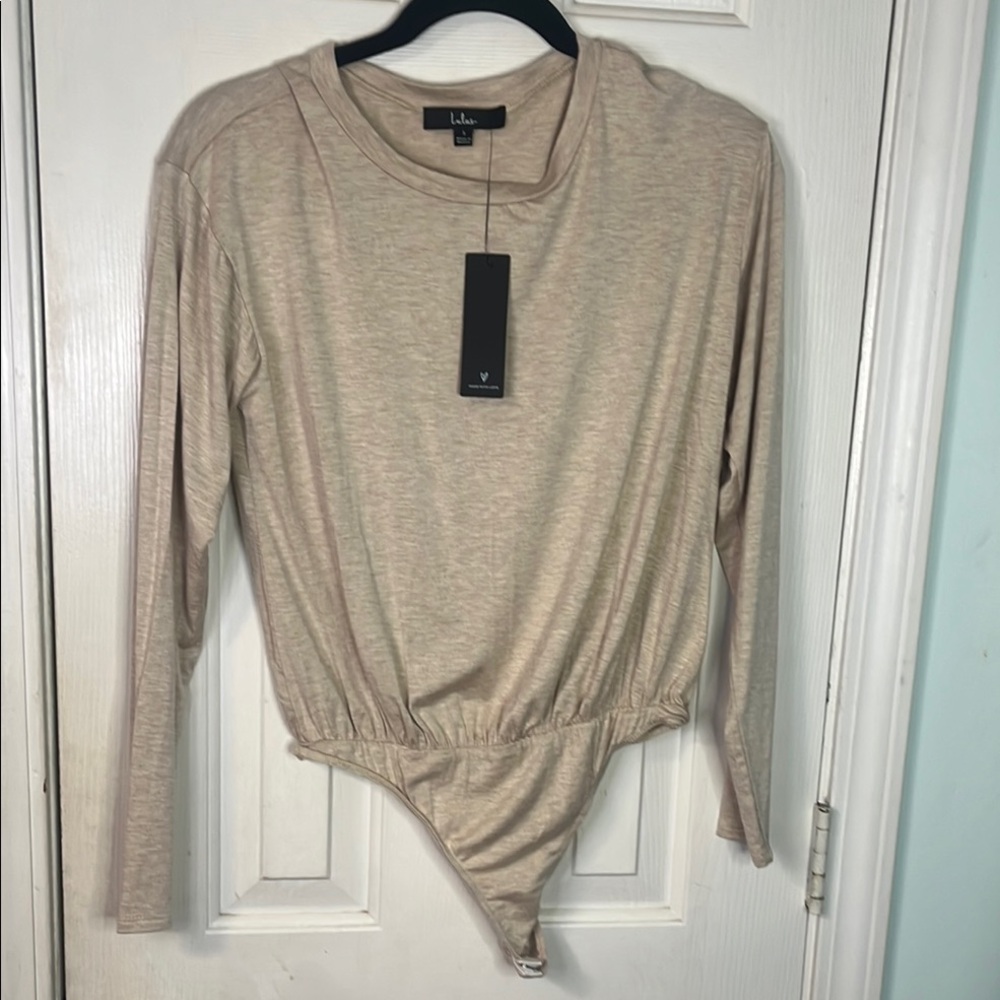 Lulu's Cream Fitted Asymmetrical Bodysuit